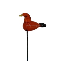 Nipsenåle med glas figur Orange fugl